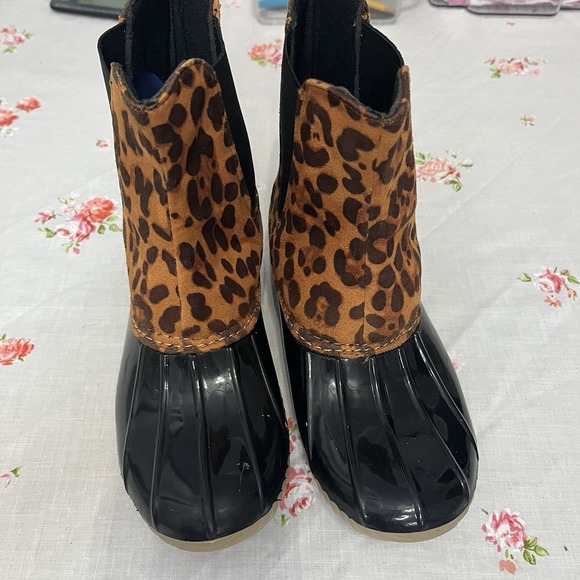Leopard Duck Boots Rain Boots Women's Size 6 - Picture 2 of 5
